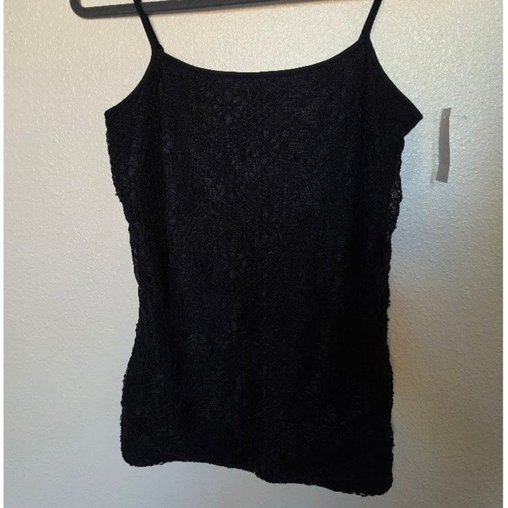 NWT Ann Taylor Black Floral Lace Front Camisole
